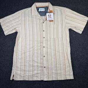 Sovereign Code Short Sleeve Vertical Stripe Button-Up Camp Shirt